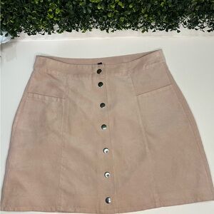 H&M Light Brown Button-Front A-Line Skirt